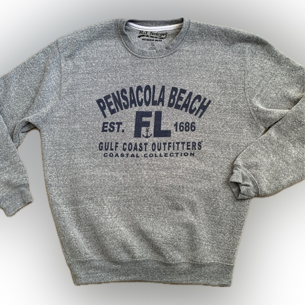 Pensacola Beach 🏖️heather gray cotton sweatshirt US VINTAGE | XL